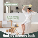 Brush - Bath brush - Shower brush - Scrub brush - Dry brush - Body brush - Long-handled brush - Sponge brush - Bath sponge - Scrubbing brush - Back scrub brush - Double-sided bath brush - Green - 1 piece
