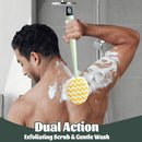 Brush - Bath brush - Shower brush - Scrub brush - Dry brush - Body brush - Long-handled brush - Sponge brush - Bath sponge - Scrubbing brush - Back scrub brush - Double-sided bath brush - Green - 1 piece