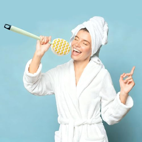 Brush - Bath brush - Shower brush - Scrub brush - Dry brush - Body brush - Long-handled brush - Sponge brush - Bath sponge - Scrubbing brush - Back scrub brush - Double-sided bath brush - Green - 1 piece