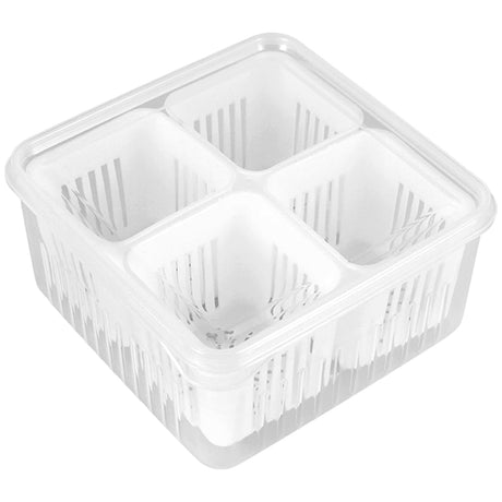 Storage box - Storage box with lid - Organizer - Food storage containers - Fridge organizer - Pallet - Divider pallet - Fruit bowl - Fruit basket - Ginger Organizer - 4 compartments - White - 1 piece
