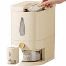 Rice container - Organizer - Storage box - Rice bin - Rice storage - Grain storage - Storage cabinet - Rice organizer - Kitchen dispenser - With measuring cup - White - 1 piece