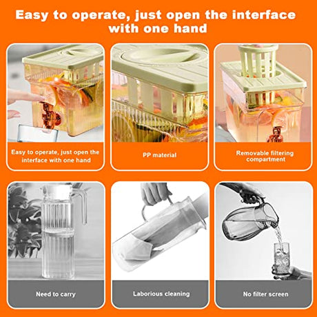 Water carafe - Cold water jug - Cold water dispenser - Teapot - Teapot with filter - Juice dispenser - Drinking jug - Drinking bottle - Water jug - Refrigerator - Drinks dispenser - Ice-cold juice dispenser - With tap - White - 1 piece
