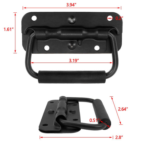 Handle - Tool Box Handle - Cabinet Handle - Tool Handle - Tool Set Handle - Tool Case Handle - Tool Bag Handle - With Grip - Black - Pack of 2