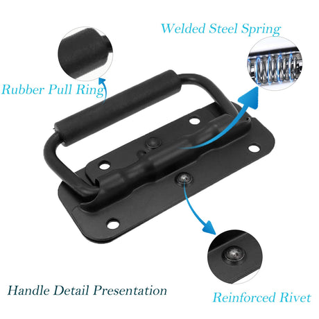 Handle - Tool Box Handle - Cabinet Handle - Tool Handle - Tool Set Handle - Tool Case Handle - Tool Bag Handle - With Grip - Black - Pack of 2