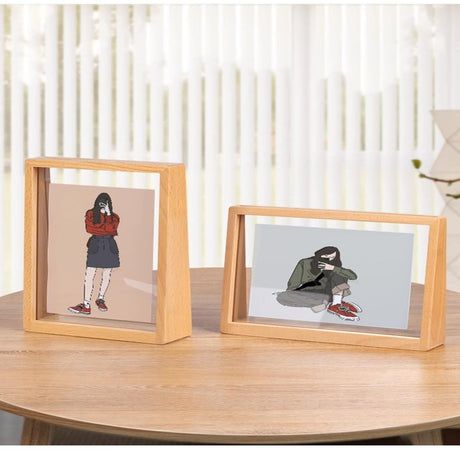 Photo frame - 3D photo frame - Wooden photo frame - Bedroom decoration - Living room decoration - Christmas decoration for indoors - Wooden - Transparent - 2 pieces
