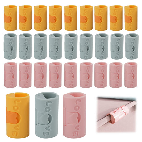 Clothes Pegs - Hanger Clips - Clips - Windproof Pegs - Clothesline Pegs - Trouser Hanger Clips - Clothespins - Velvet Hanger Clips - Laundry Clips - Non-Slip Clothes Clips - Needleless - Pink - Blue - Yellow - 30 pieces