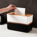 Tissue Box - Tissue Box - Tissue Holder - Tissue Box - Bamboo Lid - White - Tissue Holder - Bathroom Accessories - Toilet Organizer - Living Room Decoration - Rectangular - 1 piece