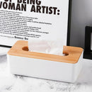 Tissue Box - Tissue Box - Tissue Holder - Tissue Box - Bamboo Lid - Black - Tissue Holder - Bathroom Accessories - Toilet Organizer - Living Room Decoration - Rectangular - 1 piece