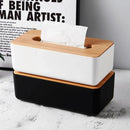 Tissue Box - Tissue Box - Tissue Holder - Tissue Box - Bamboo Lid - Black - Tissue Holder - Bathroom Accessories - Toilet Organizer - Living Room Decoration - Rectangular - 1 piece