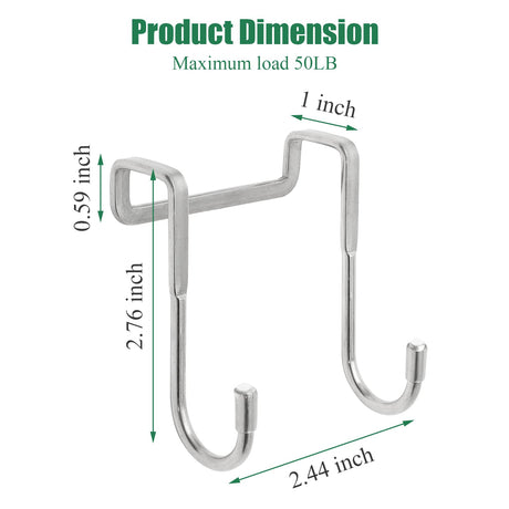 Door Hook - Coat Rack - Door Hanger - Towel Hook - Bathroom Accessories - Kitchen Accessories - Clothes Hook - Hanging Hooks - Door Coat Rack - Stainless Steel Hooks - No Drilling - Stainless Steel - 6 Pieces