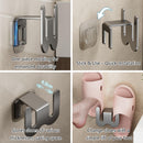 Shoe Rack - Slippers Holder - Bathroom Accessories - Shoe Storage - Wall Hook - Self-Adhesive - Shoe Hanging System - Bathroom Organizer - Hallway Accessories - No Drilling - Black - 2 pieces