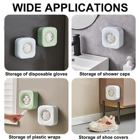 Cling film dispenser - Plastic bag holder - Kitchen organizer - Covers - Storage box - Foil holder - Wall mount - Cling film bags - Kitchen accessories - Dispenser - Storage container - Organizer - Storage - white - 1 piece