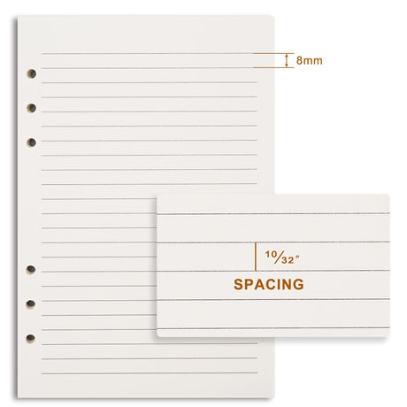 Refill A5 lined - Ring binder paper - Agenda refill - Notebook paper - Loose-leaf paper - School supplies - Office supplies - Writing pad - Notepad - 6 rings - Notepad - Agenda paper - 80 sheets