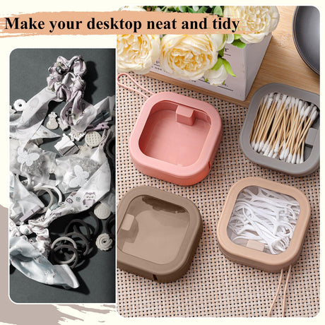Jewelry box - Storage box - Cotton swab holder - Travel organizer - Makeup organizer - Hair accessories - Jewelry organizer - Bathroom accessories - Cable organizer - Storage tray - White - Pink - 2 pieces