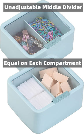 Cotton swab holder - Cotton pad holder - Bathroom organizer - Makeup organizer - Jewelry box - Storage box with lid - Dispenser - Bathroom accessories - Toiletries - Storage - Blue - Pink - 2 pieces