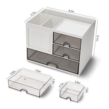 Desk organizer - Pen tray - Desk accessories - Drawer cabinet - School supplies - Office supplies - Storage box with drawers - Pen holders - Desk organizer - Storage system - Storage - white - 1 piece