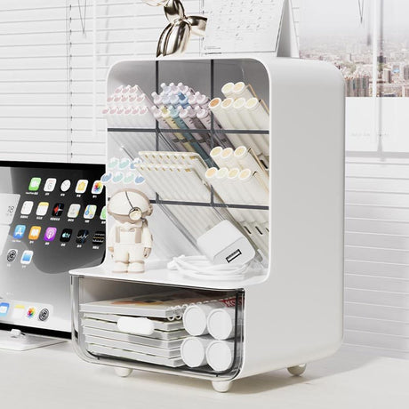 Make-up organizer - Desk organizer - Bathroom organizer - Cosmetics organizer - Office supplies - Chest of drawers - Brush holder - Pen tray - Bathroom accessories - Storage system - Storage box - White - 1 piece