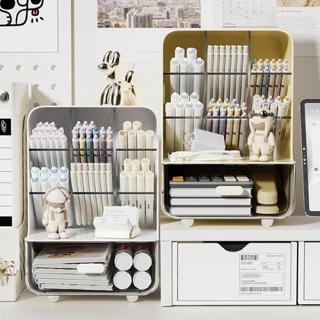Make-up organizer - Desk organizer - Bathroom organizer - Cosmetics organizer - Office supplies - Chest of drawers - Brush holder - Pen tray - Bathroom accessories - Storage system - Storage box - White - 1 piece