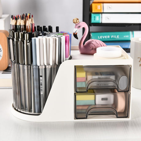 Desk organizer - Make up organizer - Pen tray - Bathroom organizer - Brush holder - Drawer cabinet - Office supplies - Cosmetics organizer - Desk organizer - Desk accessories - Storage box with drawers - Bathroom accessories - White - 1 piece