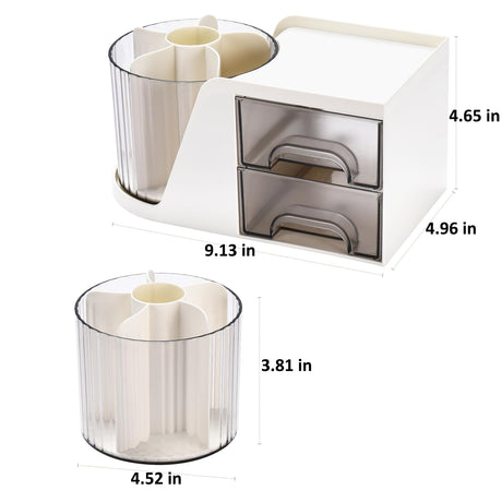 Desk organizer - Make up organizer - Pen tray - Bathroom organizer - Brush holder - Drawer cabinet - Office supplies - Cosmetics organizer - Desk organizer - Desk accessories - Storage box with drawers - Bathroom accessories - White - 1 piece