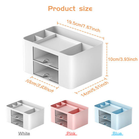 Desk organizer - Make up organizer - Bathroom organizer - Pen tray - Drawer cabinet - Office supplies - Cosmetics organizer - Brush holder - Desk organizer - Desk accessories - Storage box with drawers - White - 1 piece