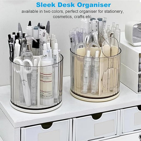 Pen tray - Desk organizer - Make up organizer - Lipstick holder - Brush holder - Office supplies - Cosmetics organizer - Bathroom organizer - Desk accessories - Desk organizer - Rotating organizer - Storage box - White - 1 piece