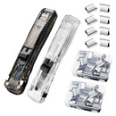 Paperclip dispenser - Stapler without staples - Paper clips - 100 pieces refill clips - Office supplies - Paper clam - Reusable paper clips - Desk accessories - Document organizer - Clamps - Black - White - 2 pieces