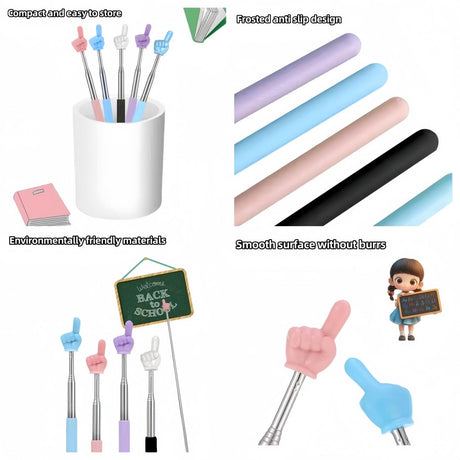 Pointer stick - Presentation pointer - Extendable pointer - Whiteboard accessories - Hand pointer - Blackboard pointer - Teaching materials - Office supplies - Teacher's gift - Digital whiteboard accessories - Pointer stick - 6 colors - 6 pieces