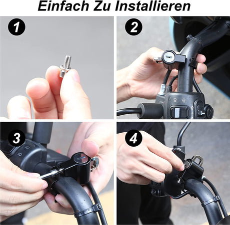 Helmet Lock Motorcycle & Scooter - Universal Helmet Lock - 22-25mm Handlebar Mount - Anti-Theft - Helmet Holder - Motorcycle Accessories - Moped Lock - Security Lock with Key - Easy Installation - Helmet Security - Metal - Black - Set of 2