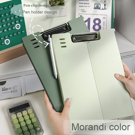 Clipboard A4 - Writing Folder - Foldable Clipboard - Desk Accessories - Morandi Colors - Office Supplies - Document Folder - A4 Folder - Pastel Colors - Writing Pad Holder - Briefcase - Nursing - Administration - Warehouse - Sturdy Plastic - 6 pieces