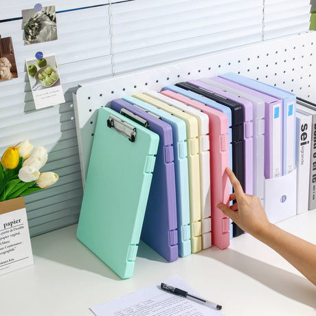 Clipboard A4 - Writing Folder - Foldable Clipboard - Office Accessories - Office Supplies - Nursing - Warehouse - Document Folder - Work Folder - Hospitality - Sturdy Plastic - Privacy Protection - Professional Use - Black - 1 piece
