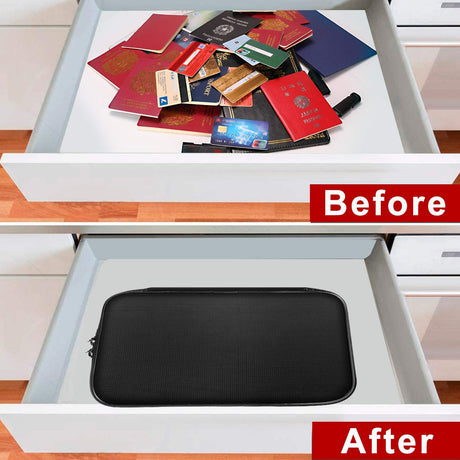 Document Organizer - Storage Bag with Combination Lock - Travel Folder - Documents - Passport Holder - Office Supplies - Security Bag - Water-Repellent - Tablet Storage - Administration - Holiday Accessories - Briefcase - Black - 1 Piece