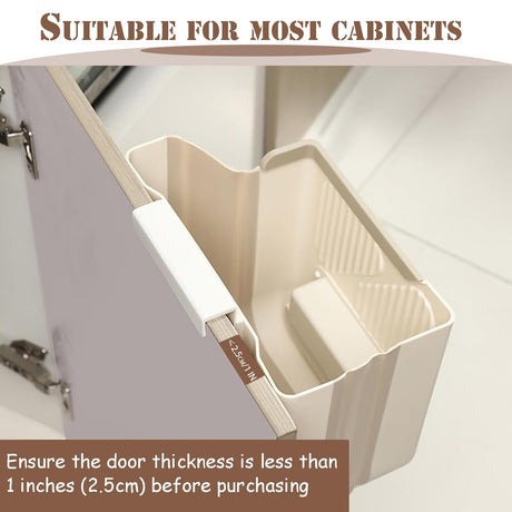 Hanging Waste Bin - Foldable Waste Bin - Kitchen Accessories - Organic Waste Bin - Countertop Waste Bin - Cabinet Door Waste Bin - Waste Separation - Camping - Caravan - Kitchen Aid - Space Saving - Trash Can - Waste Basket - Beige - 10L - 1 Piece