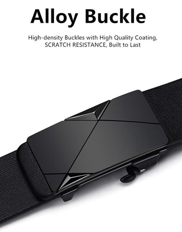 Men's Belt - Men's Trouser Belt - Belt with Automatic Buckle - Click Belt - Belt Without Holes - Luxury Costume Belt - Jeans Belt - Gift for Men - Infinitely Adjustable - 110 cm 120 cm 130 cm - Black - 3 Pieces