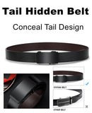 Men's Belt - Men's Trouser Belt - Belt with Automatic Buckle - Click Belt - Belt Without Holes - Luxury Costume Belt - Jeans Belt - Gift for Men - Infinitely Adjustable - 110 cm 120 cm 130 cm - Black - 3 Pieces