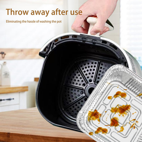 Aluminum Trays - Square Oven Dishes - Air Fryer Trays - Aluminum Bowls - Disposable Trays - BBQ Trays - Grill Accessories - Lasagna Dishes - Small Baking Pans - Heat Resistant - Food Containers - Catering - Greaseproof - Sturdy - Silver - 50 Pieces