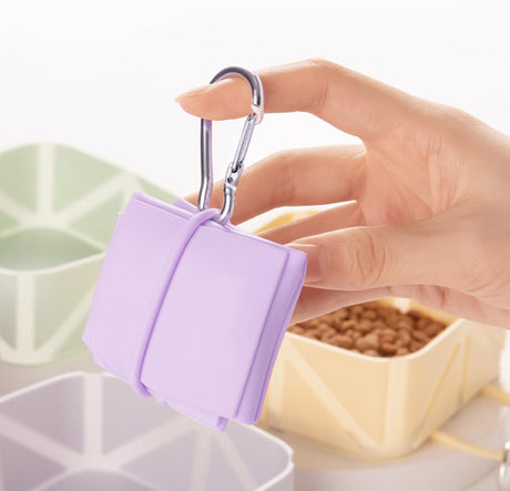 Foldable Dog Food Bowl - Dog Drinking Bowl - Dog Bowl - Travel Bowl - Water Bowl - Food Bowl - Dog Supplies - Hiking - Camping - On the Go - Silicone Bowl - Portable Food Bowl - Dog Accessories - Light Yellow - 1 Piece
