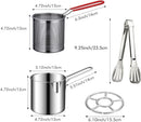 Deep Fryer - Mini Deep Fryer - Stainless Steel Oil Pan - Tempura Pan - Cooking Pan with Frying Basket - French Frying Pan - Induction and Gas - Frying Pan - Deep Fryer with Lid - Kitchen Accessories - Frying Set - Pans - Oil Filter - Sauté Pan - Silver -
