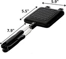 Sandwich Iron - Sandwich Maker - Grill Pan - Camping Sandwich Iron - Panini Grill - Frying Pan - Gas Stove Pan - Double-Sided Pan - Non-Stick Coating - Sandwich Clamp - Manual Toaster - Toaster - Breakfast Making - Kitchen - Black - 1 Piece
