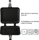 Sandwich Iron - Sandwich Maker - Grill Pan - Camping Sandwich Iron - Panini Grill - Frying Pan - Gas Stove Pan - Double-Sided Pan - Non-Stick Coating - Sandwich Clamp - Manual Toaster - Toaster - Breakfast Making - Kitchen - Black - 1 Piece