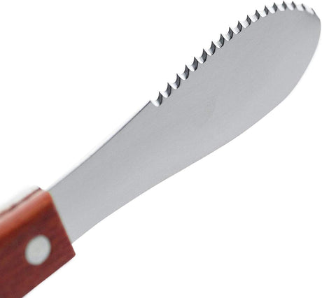 Spreading Knife - Butter Knife - Breakfast Knife - Serrated Knife - Cutlery - Cheese Knife - Snack Board - Sandwich Knife - Spatula - Stainless Steel - Wooden Handle - Kitchen Utensils - Tapas - Lunch - Sandwich Knife - Silver and Brown - Set of 4