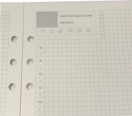 Notebook Refill A5 - Ring Binder Paper 6 Holes - Agenda Refill - Bullet Journal Paper - Refillable Notepad - Writing Paper - Planner Inserts - Office Supplies - School Supplies - Calendar Overview -Weekly planner agenda - white - pack of 5