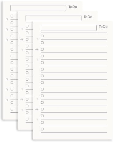 Notebook Refill A5 - Ring Binder Paper 6 Holes - Agenda Refill - Bullet Journal Paper - Refillable Notepad - Writing Paper - Planner Inserts - Office Supplies - School Supplies - To-Do List Check-Off -To Do List - White - 5 Pieces
