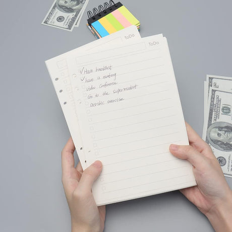 Notebook Refill A5 - Ring Binder Paper 6 Holes - Agenda Refill - Bullet Journal Paper - Refillable Notepad - Writing Paper - Planner Inserts - Office Supplies - School Supplies - To-Do List Check-Off -To Do List - White - 5 Pieces