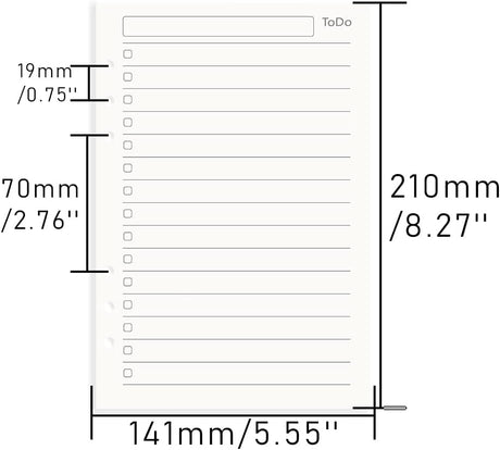 Notebook Refill A5 - Ring Binder Paper 6 Holes - Agenda Refill - Bullet Journal Paper - Refillable Notepad - Writing Paper - Planner Inserts - Office Supplies - School Supplies - To-Do List Check-Off -To Do List - White - 5 Pieces