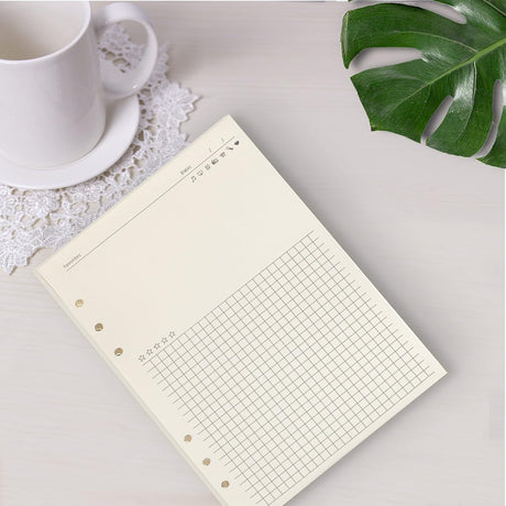 Notebook Refill A5 - Ring Binder Paper 6 Holes - Agenda Refill - Bullet Journal Paper - Refillable Notepad - Writing Paper - Planner Inserts - Office Supplies - School Supplies - Review Page -Favorites List - White - 5 Pieces