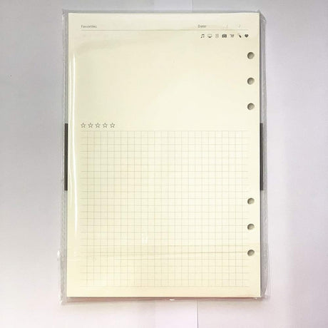Notebook Refill A5 - Ring Binder Paper 6 Holes - Agenda Refill - Bullet Journal Paper - Refillable Notepad - Writing Paper - Planner Inserts - Office Supplies - School Supplies - Review Page -Favorites List - White - 5 Pieces