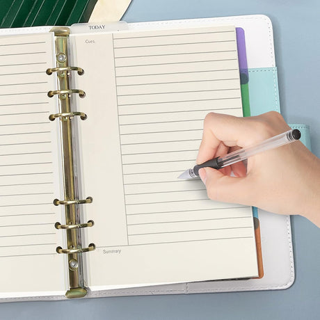 Notebook Refill A5 - Ring Binder Paper 6 Holes - Agenda Refill - Bullet Journal Paper - Refillable Notepad - Writing Paper - Planner Inserts - Office Supplies - School Supplies - Summary Making -Cornell Method - White - 5 Pieces