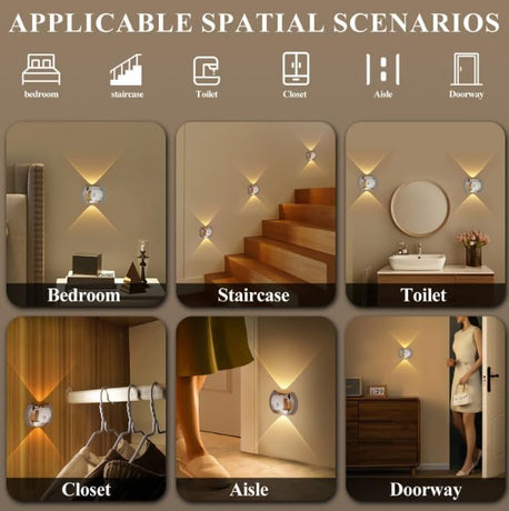 Indoor Wall Lamp - Night Light with Motion Sensor - Wireless LED Wall Light - Rechargeable Wall Lamp - Stair Lighting - Closet Lighting - Bedroom Lamp - USB Rechargeable - Magnetic - Warm White Light - White - 1 Piece