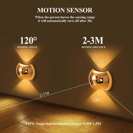 Indoor Wall Lamp - Night Light with Motion Sensor - Wireless LED Wall Light - Rechargeable Wall Lamp - Stair Lighting - Closet Lighting - Bedroom Lamp - USB Rechargeable - Magnetic -Warm White Light - Dark Wood - 1 Piece